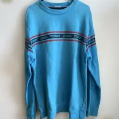 トミージーンズTOMMY JEANS トレーナー スウェットロゴ入り　ブルーXL