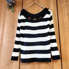 ☘️【スピーガ】デコルテ演出 ボーダー リブ編 長袖 ニット 大人綺麗