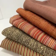 おまとめ 材 リメイク用 5着おまとめ 正絹 紬着物 ストライプ柄