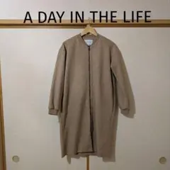 A DAY IN THE LIFE ノーカラー ロングコート ベージュ