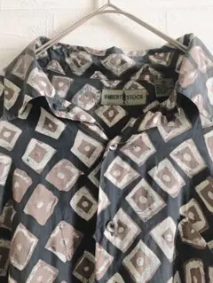 【ROBERT STOCK 】幾何学模様オーバーサイズ　シルクシャツ　XL