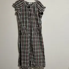 LIVELOVE チェック柄 半袖 シャツワンピース M