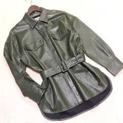 AZUL by moussy マウジー フェイクレザージャケットS ベルト付き