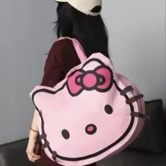 【ハローキティ】BIGトートバッグ サンリオ 大容量 カバン フェイス型 ピンク