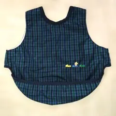 ファミリア　お食事エプロン 青と緑のチェック柄