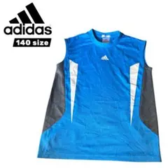 【美品】アディダス 140 ノースリーブ タンクトップ 水色 スポーツ