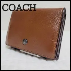 美品 コーチ COACH メンズ 財布 三つ折り ミニ 財布 ブラウン 茶色