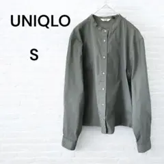 【極美品】ユニクロU UNIQLO カーキ 長袖ボタンシャツ S ブラウス
