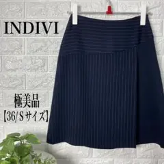 INDIVI サイドプリーツデザイン スカート 【36/Sサイズ】★極美品★