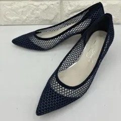 美品 LE TALON ルタロン ポインテッドトゥ メッシュ パンプス 23.5