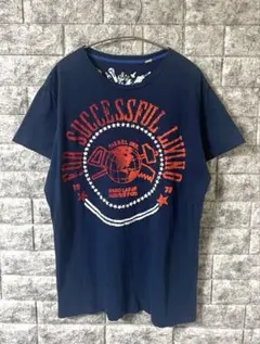 DIESEL ディーゼル メッセージグラフィック プリントTシャツ ネイビー