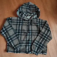 もこもこ チェック柄 パーカーXS150〜160