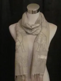 NEW③ Thailand【 カシミヤ 100％ 】象柄 大判 マフラー