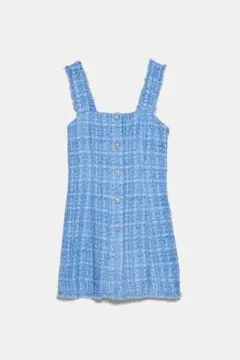 ZARA ツイード ワンピース 青 水色 夏