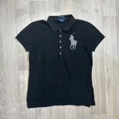 ラルフローレン ポロシャツ 黒 ビッグポニー ビーズ刺繍 L 短丈 y2k平成