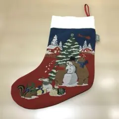 【美品】KALDI クリスマス　ソックス　刺繍