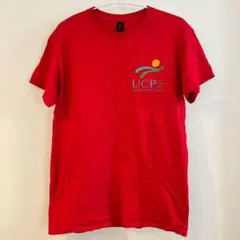 ギルダン Tシャツ クルーネック 半袖 赤 ワンポイント【M】コットン お出かけ