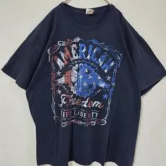 ​希少2XL フルーツオブザルーム アメカジ 鷲 Tシャツ 黒 古着 ビンテージのサムネイル