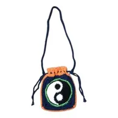 陰陽 インヤン yinyang 巾着 ハンドメイド かぎ編み