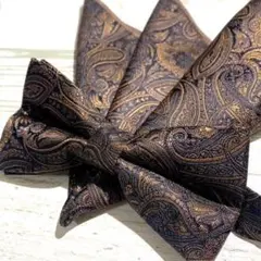 ○蝶ネクタイ　チーフ　ブラウンゴールド　茶色　お洒落　二次会　Ahc