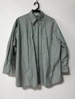 H&M 緑と白のストライプ 長袖シャツ xs