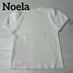 【Noela】袖フェザー切替ニットトップス オフホワイト レディース Fサイズ