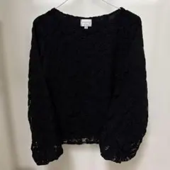 値下げ！EMMAJAMES 花柄レース　バルーンスリーブトップス　黒