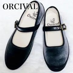 【美品】オーシバル ベルベット ストラップシューズ メリージェーン グレー 23のサムネイル