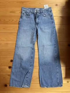 ライトブルーデニムワイドレッグパンツ