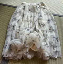 花柄シフォンロングスカートL 華やか 状態綺麗