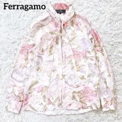 現行✨salvatore ferragamo シルクボウタイブラウス　花柄　春夏のサムネイル