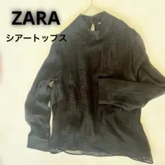 ZARA ザラ シアー シャツ トップス M ブラック　長袖