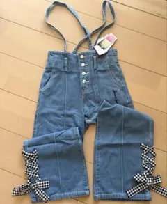 jenni love サスペンダー付きハイウェストデニム長ズボン