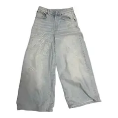 ZARA ライトブルー ワイドレッグデニムパンツ
