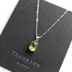 宝石質ペリドットのオーバルストーンネックレス☆シルバー925