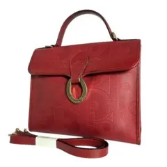 【 良品 】 オールドディオール　ショルダーバッグ　赤　トロッター総柄　ゴールド