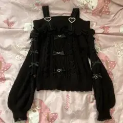 LIZLISA ハートバックルフリルオフショルニット - メルカリ