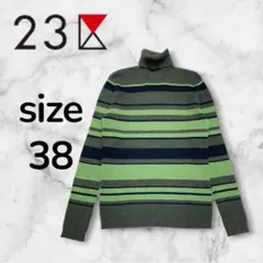 ❤️GWセール❤️ 23区 リブ編み ハイネック ストライプ ニット M