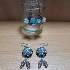 ハンドメイド ビーズ ピアス 2点セット