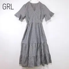 グレイル チェック柄カシュクールワンピース ハイウエスト 足長効果 フリル F