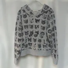 Avail 猫顔プリント トレーナーパーカー