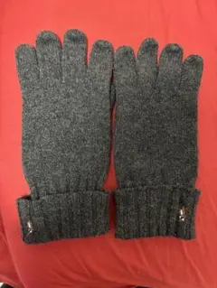 《ポロラルフローレン》グレー ウール混紡 手袋 スエードパッチ付き