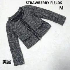 美品 STRAWBERRY FIELDS ツイード ノーカラージャケット M