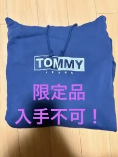 TOMMY JEANS ネイビー フード付きパーカー Lサイズ