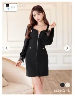 ブラック ジッパー付きドレス M