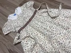 familiar スモッキング　花柄 半袖ワンピース 110cm