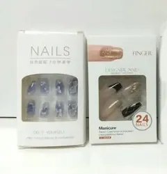 ネイルチップ 2個セット 蝶 フレンチガーリー 清楚 黒 白 ピンク 紫 手