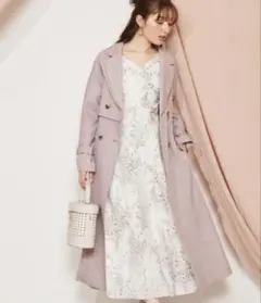 ノエラ Noela ダブルカラーマーメイドトレンチコート ピンク