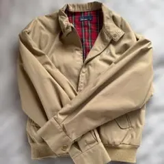 ベージュ チェック裏地 ジップアップジャケット