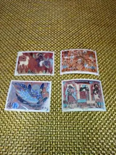 【レア】中国人民郵政 敦煌壁画 切手 4枚セット